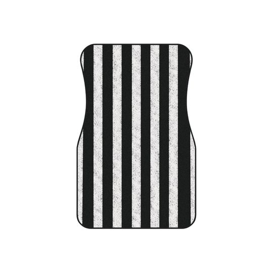 White and black striped car mats (2x Front)