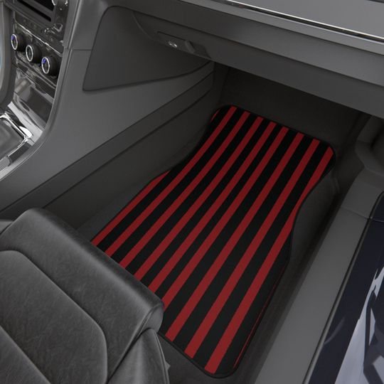 Red and black striped front car mats 2pc