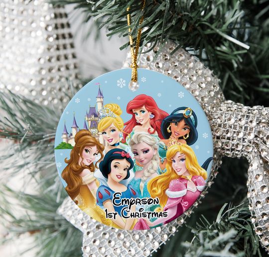 Personalized Christmas Ornament, Disney Princess Ornament, Princess Christmas Ornament