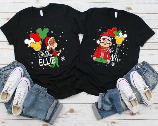 Carl and Ellie Shirt, Disney Christmas Shirt, Disney Balloon Shirt, Christmas Couple Family Tshirt