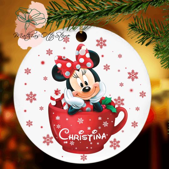 Personalized Minnie Mouse Ornament, Disney Christmas Decor