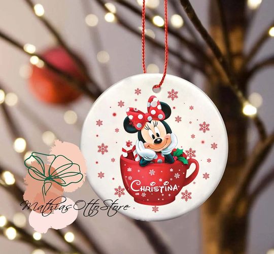 Personalized Minnie Mouse Ornament, Disney Christmas Decor