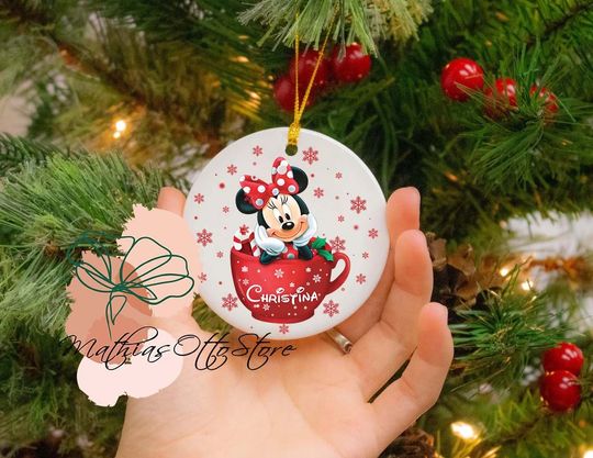 Personalized Minnie Mouse Ornament, Disney Christmas Decor