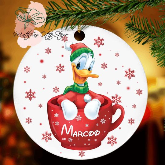 Personalized Donald Duck Ornament, Disney Christmas Decor