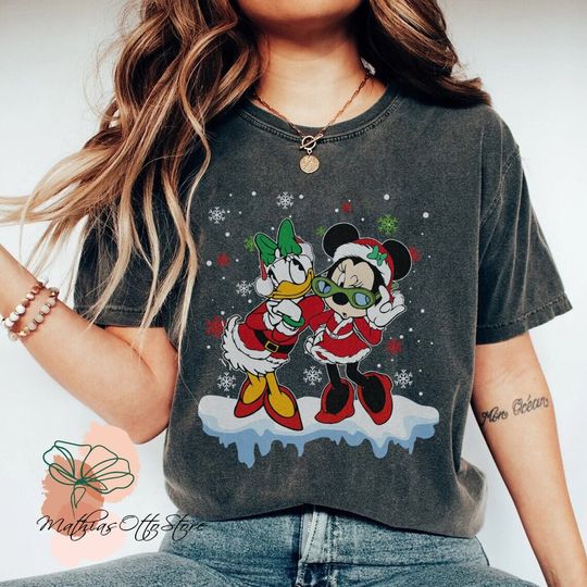 Minnie and Daisy Tee, Disney Christmas Shirt, Disney Comfort Colors Shirt, Minnie Mouse Christmas Shirt, Christmas Party Shirt, XT-101302