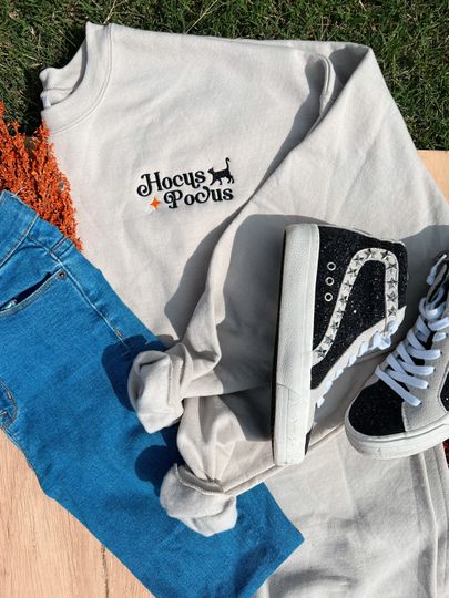 Hocus Pocus Sanderson Sisters Halloween Embroidered Crewneck Sweatshirt