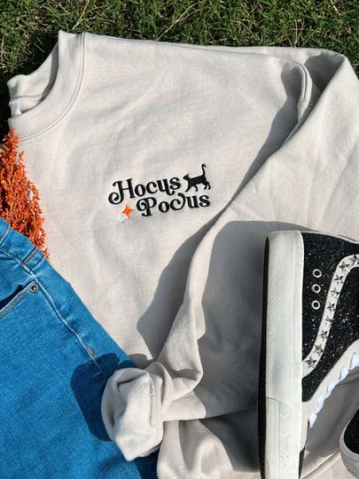 Hocus Pocus Sanderson Sisters Halloween Embroidered Crewneck Sweatshirt