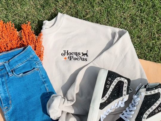 Hocus Pocus Sanderson Sisters Halloween Embroidered Crewneck Sweatshirt
