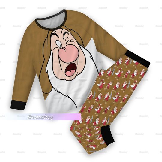 Grumpy Pajamas Set, Seven Dwarfs Pajamas, Disney Grumpy Pajamas Set