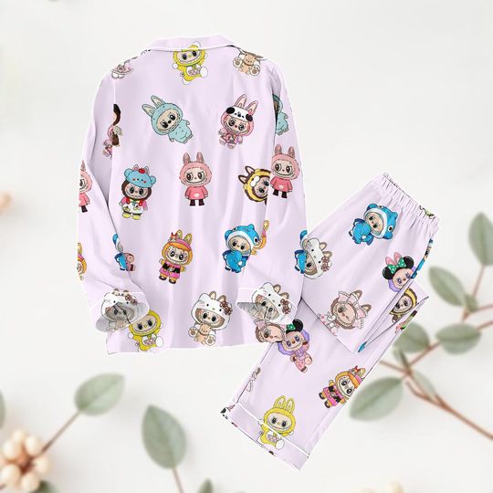Cute Labubu Character Pajama Set, Monsters Labubu Button PJs, Pop Mart Collectible