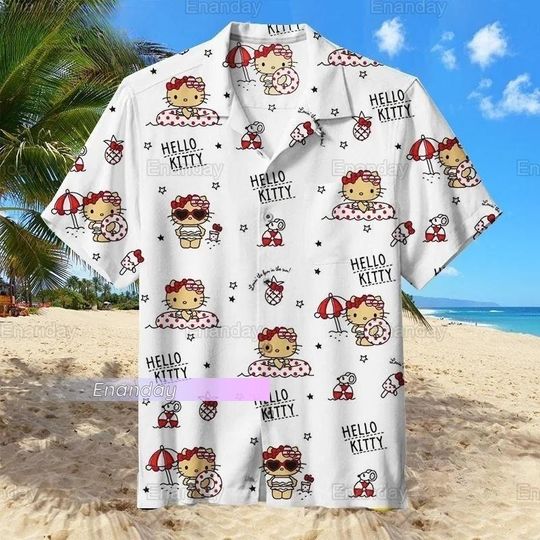 Hello Kitty Hawaiian Shirt, Hello Kitty Hawaii Shirt, Hello Kitty Button Shirt