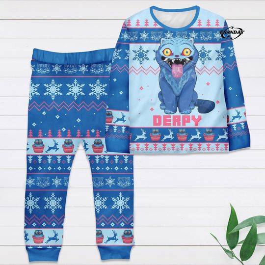 Derpy Tiger Family Christmas Pajamas Set, Demon Style Matching PJs, Holiday Sleepwear for Mom Dad Kids, Funny Festive Gift