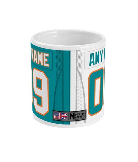 Miami Dolphins 2022 Theme Link Up Home Road Jersey 11oz Mug
