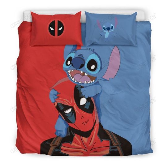Stitch & Deadpool Disney Bedding Set, Duvet Cover, Home Decoration