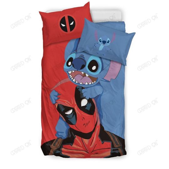Stitch & Deadpool Disney Bedding Set, Duvet Cover, Home Decoration