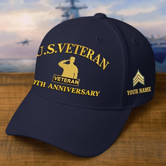 Embroidered Veteran Hat - 250th Anniversary Military Baseball Caps