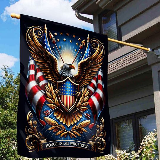 Patriotic Flag, Memorial Day Flag Decor, Veteran House Flag