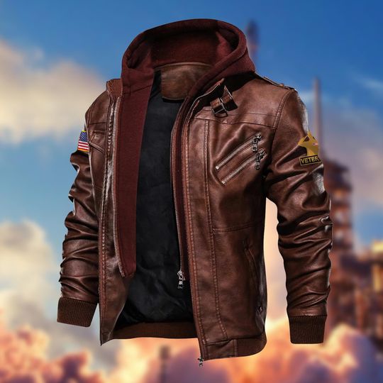 Veterans Leather Jackets For Men, Being A Soldier Is A Choice Leather Jackets, Maroon Military Leather Jacket, Great For 4th Of July Gifts
