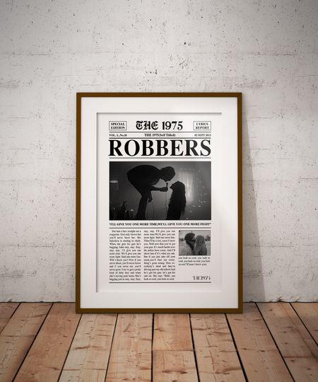 The 1975 ROBBERS lyric print poster, The 1975 album Robbers poster