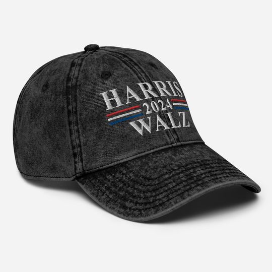 Kamala Harris Tim Walz Vintage Cotton Twill Cap, Tim Walz VP 2024 Twill Cap 4