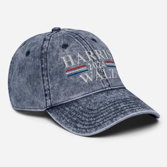 Kamala Harris Tim Walz Vintage Cotton Twill Cap, Tim Walz VP 2024 Twill Cap 4
