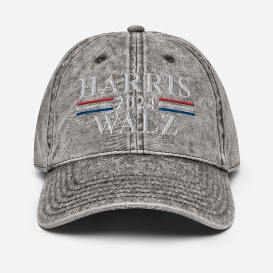 Kamala Harris Tim Walz Vintage Cotton Twill Cap, Tim Walz VP 2024 Twill Cap 4