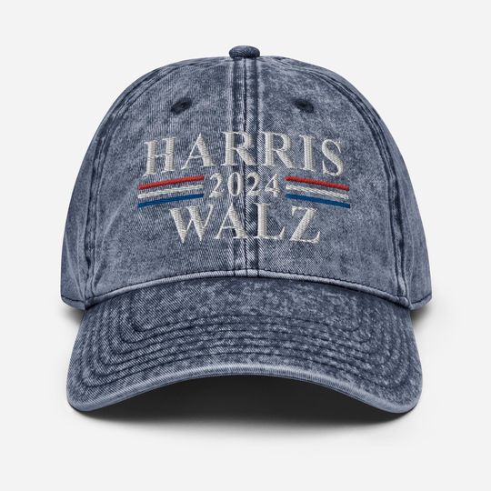 Kamala Harris Tim Walz Vintage Cotton Twill Cap, Tim Walz VP 2024 Twill Cap 4