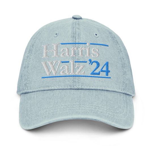 Kamala Harris Tim Walz Hat (Embroidered Denim Cap) Harris Walz 2024