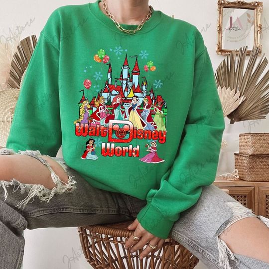 Retro Disneyland Christmas shirt|Disney Princess Christmas Sweatshirt