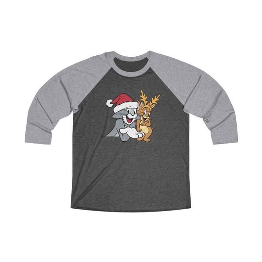 Tom and Jerry Christmas Unisex 3\4 Sleeve Baseball Tee