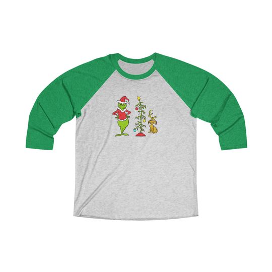 The funny character and Max Christmas(Tree) Unisex 3\4 Sleeve Baseball Tee