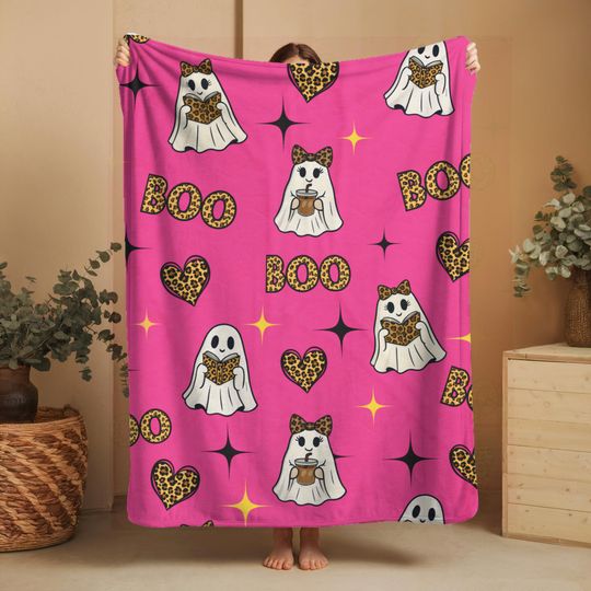 Cheetah Print Ghost Blanket: Halloween Fall Throw, Bookish Decor