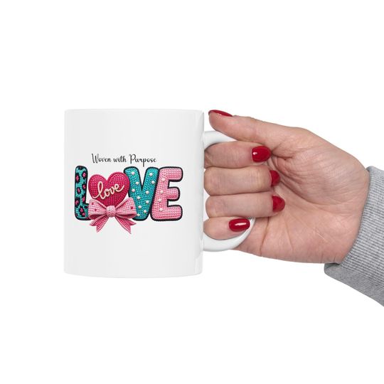 Love Bow Heart Ceramic Mug