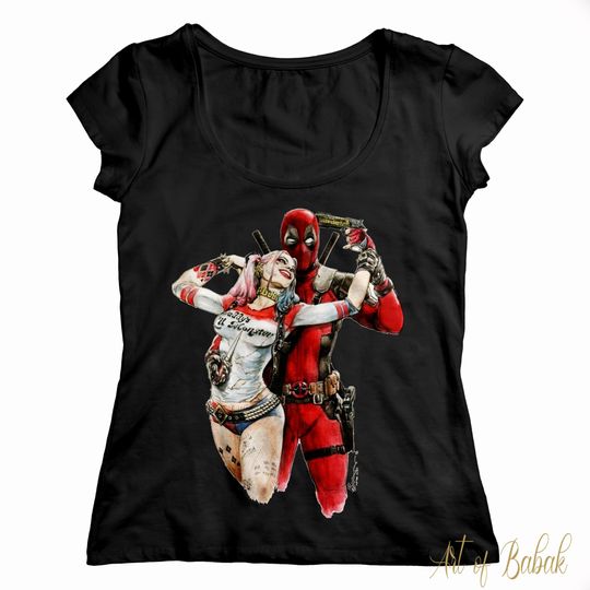 Deadpool & Harley Quinn Birds or Prey Suicide Squad T-Shirt