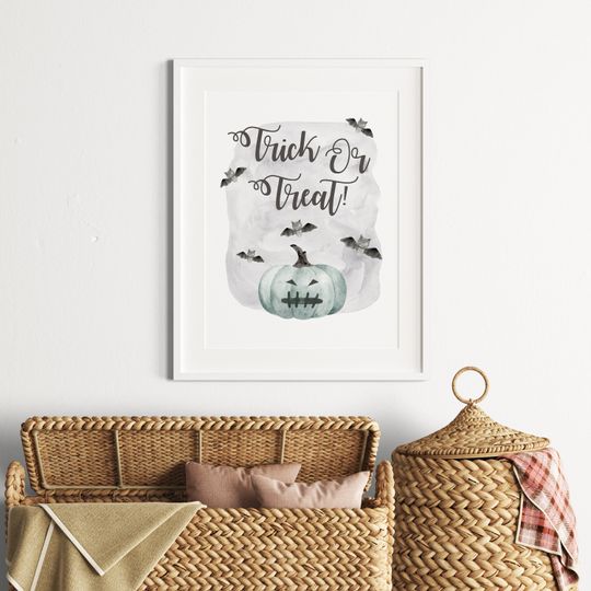 Halloween Poster, Pumpkin Print, Trick or Treat, Fall Wall Art, Halloween Pumpkin
