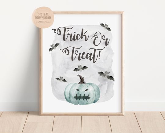 Halloween Poster, Pumpkin Print, Trick or Treat, Fall Wall Art, Halloween Pumpkin