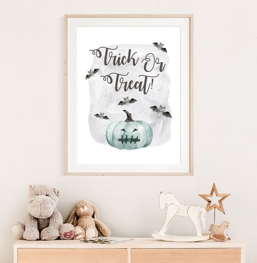Halloween Poster, Pumpkin Print, Trick or Treat, Fall Wall Art, Halloween Pumpkin