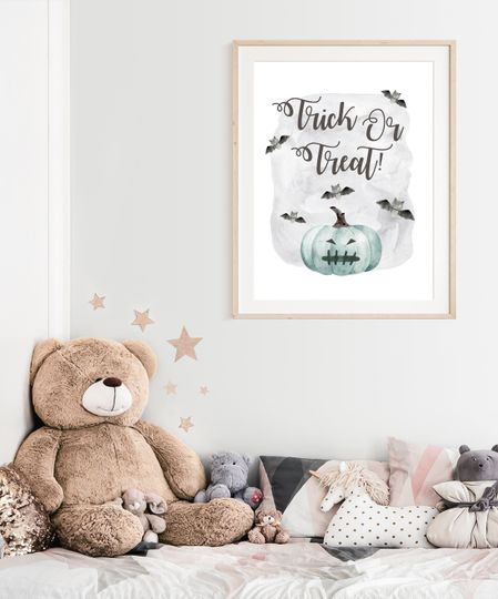 Halloween Poster, Pumpkin Print, Trick or Treat, Fall Wall Art, Halloween Pumpkin