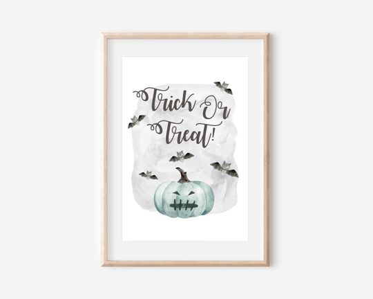Halloween Poster, Pumpkin Print, Trick or Treat, Fall Wall Art, Halloween Pumpkin