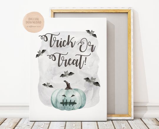Halloween Poster, Pumpkin Print, Trick or Treat, Fall Wall Art, Halloween Pumpkin