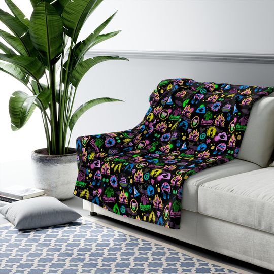 Fantasmic Show Disney Inspired Sherpa Fleece Blanket Throw Hand Drawn Gift