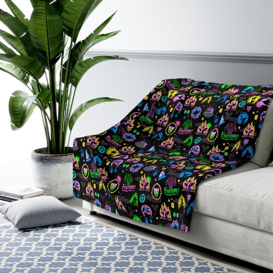 Fantasmic Show Disney Inspired Sherpa Fleece Blanket Throw Hand Drawn Gift