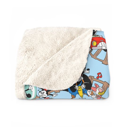 Disney Runaway Railway Inspired Sherpa Fleece Blanket Throw Hand Drawn Art Gift