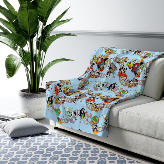 Disney Runaway Railway Inspired Sherpa Fleece Blanket Throw Hand Drawn Art Gift