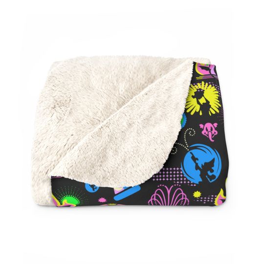 Fantasmic Show Disney Inspired Sherpa Fleece Blanket Throw Hand Drawn Gift