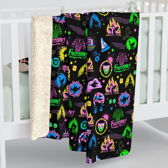 Fantasmic Show Disney Inspired Sherpa Fleece Blanket Throw Hand Drawn Gift