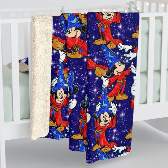 Disney Sorcerer Mickey Mouse Inspired Sherpa Fleece Blanket