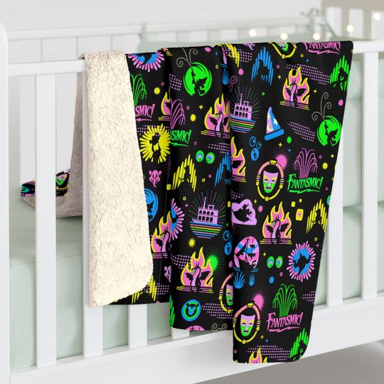Fantasmic Show Disney Inspired Sherpa Fleece Blanket Throw Hand Drawn Gift