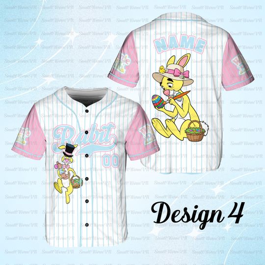 Personalized Rabbit Easter Jersey, Winnie The Pooh Rabbit Jersey, Rabbit Easter Bunny Character Shirt, Disney Happy Easter Day Jersey