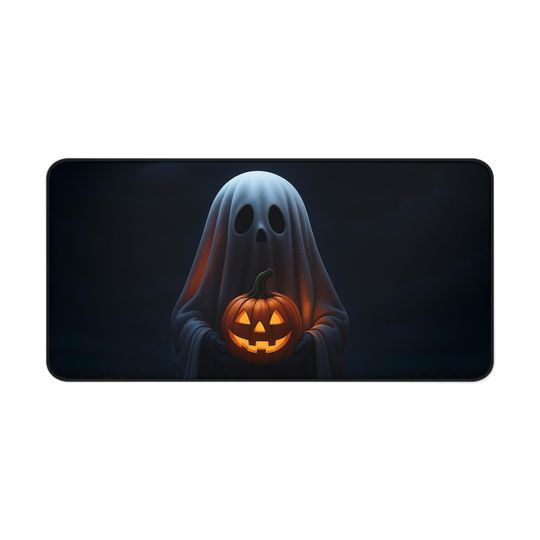 Spooky Ghost Jack-o'-Lantern Mouse Pad: Halloween Desk Mat